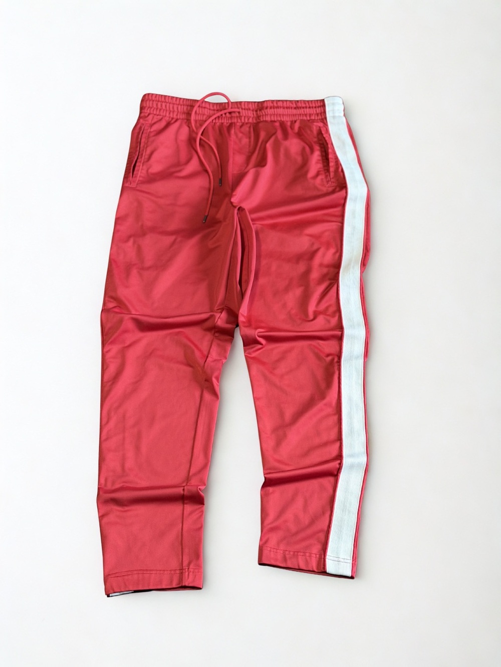 Men's Red Jogger Pants with White Side Stripe
